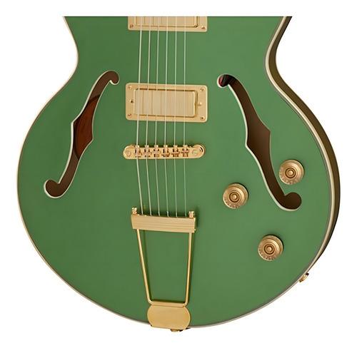 Guitarra elétrica Epiphone Original Collection Uptown Kat ES archtop de bordo/choupo emerald green metallic metalizado com diapasão de ébano