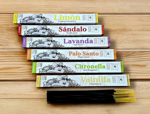 Sahumerios Iluminarte India Largos 40cm (10 Varillas) Fragancia Limón