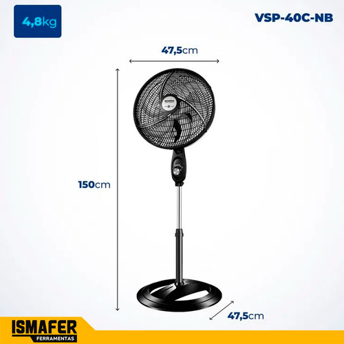 Ventilador de Coluna Mondial Vsp-40c-nb 6p 40 Cm 220V