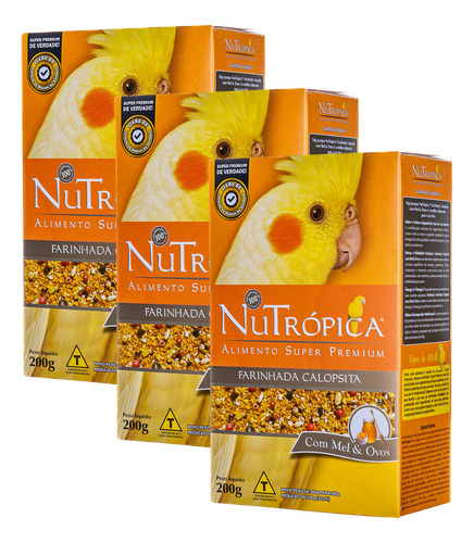 Kit 3 Un - Nutrópica Farinhada Calopsita Mel E Ovos - 200g