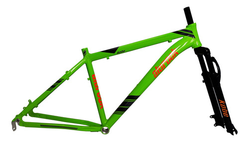 Cuadro Y Tijera Bicicleta Aluminio Suspensión Kobe Rodada 26 Color Verde Talla del cuadro Unitalla
