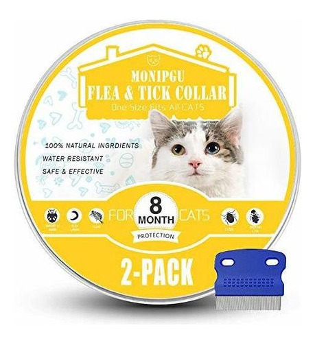 Collar Para Gatos, Paquete De 2, Prevención Natural Para Ga