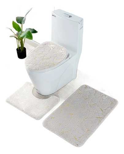 Set De Baño 3 Piezas Con Relieve Unicolor Tf.