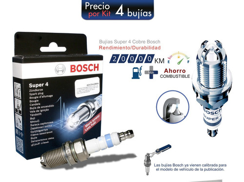 Bujias Super 4 Peugeot 206 Base L4 1.6 2007