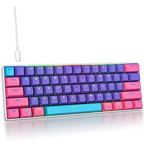 Teclado Gamer Mosptnspg Alambrico 60% Mecanico Rgb -morado