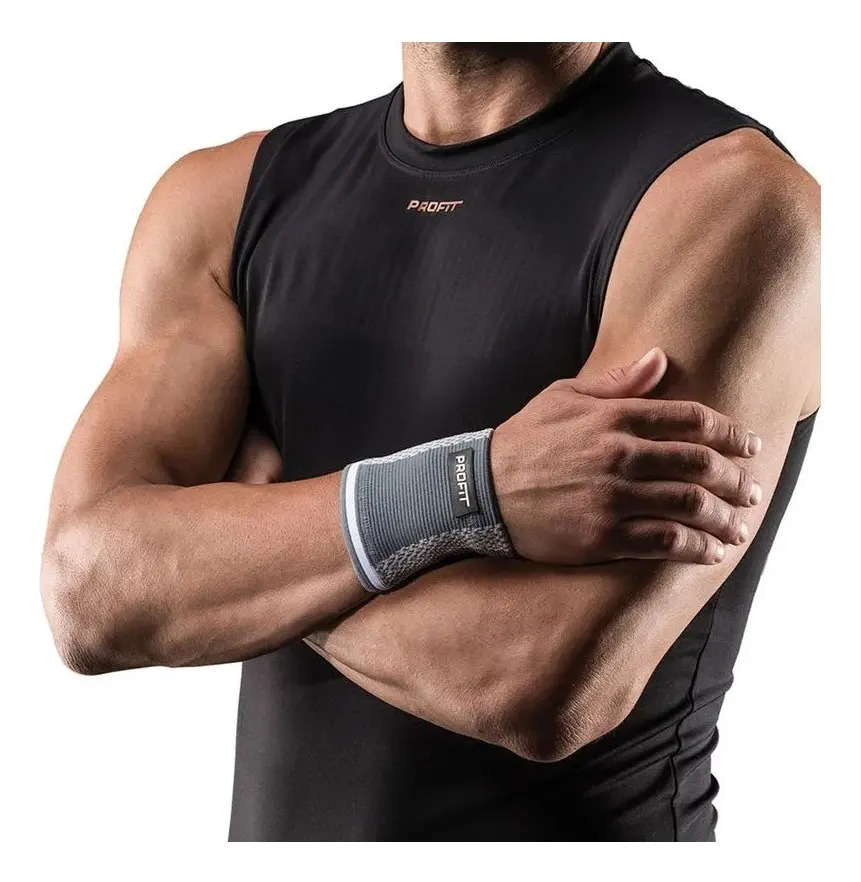 Muñequera Tubular Elástica Profit de Neoprene Air Sport en Gris para Talle XL (21-22 cm)