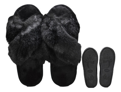 Pantuflas Mujer Peluche Cruzadas Dama Invierno Del 36 A 39