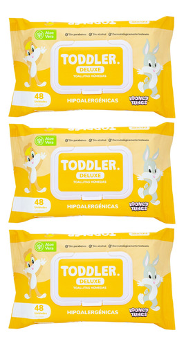 Toddler Deluxe Kit X3 Toallitas Húmedas Bebé Aloe Vera 48u