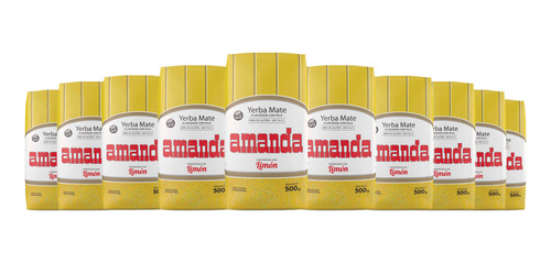 Pack 10 Yerba Mate Amanda Sabor Limón 500gr