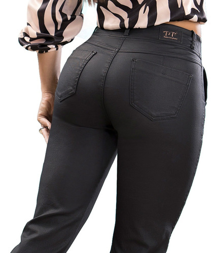 Pantalón Maléfica Baggy T&t Efecto Cuero Colombiano