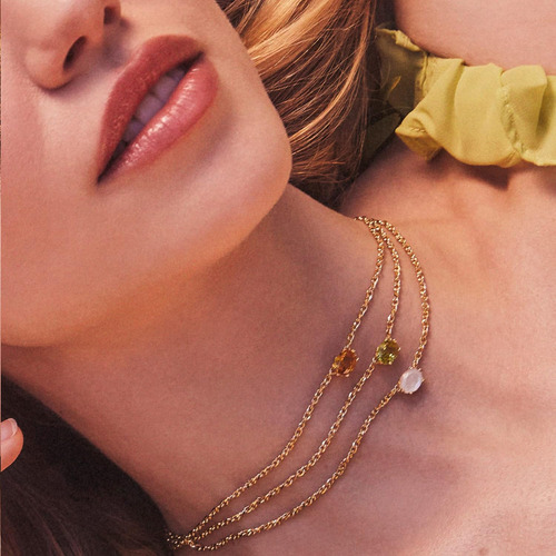 Collar Cadena De Eslabones Con Dije Colgante Bañado En Oro