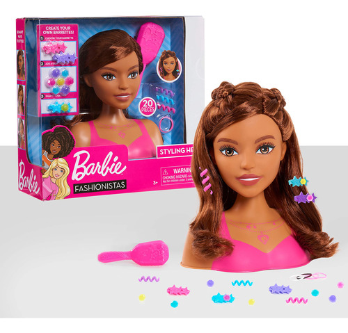 Cabeza Para Estilista De Barbie Fashionistas De 20cm, Pelo .
