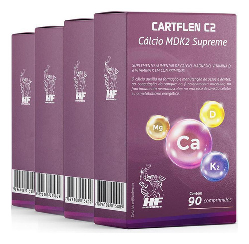 Kit 4 Cartflen C2 Calcio  Supreme 90 Comprimidos