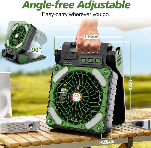 S Ventilador Solar De Camping Recargable Con Linterna Led