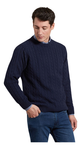 Sweater Devré Fantasía Full Trenzas Azul Marino Hombre 60d00