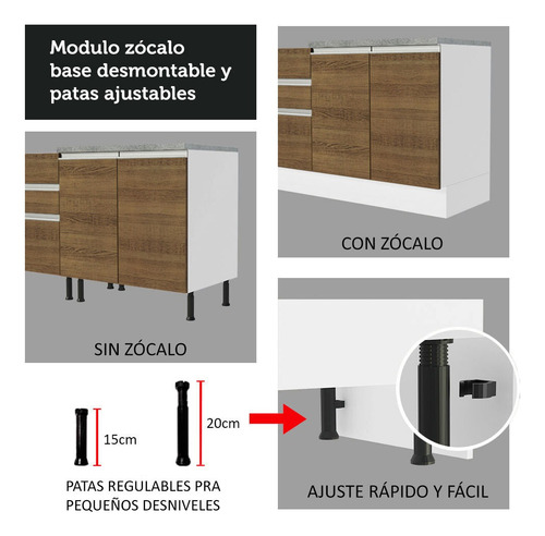 Mueble de Cocina Integral Madesa Glamy 200cm Blanco/Marrón