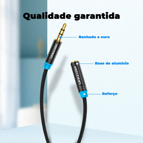 Cabo Extensor Extensao P2 Macho Femea Fone Audio 1m Vention
