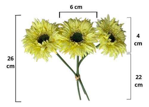 25 Bouquet De 3 Mini Gerbera Artificial, Eventos, Decoración