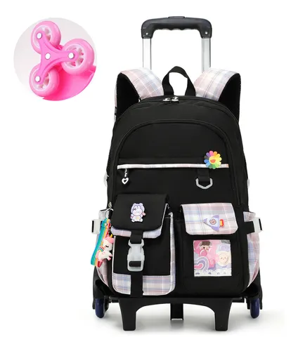 comprar Kit De Mochila Escolar Con 6 Ruedas, Mochilas Escolares Para Niñas Y Niños, Mochila Trolley Para Mujer Con Bolso De Mano Y Caja De Papelería