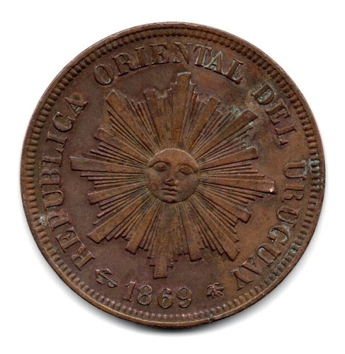 Uruguay Moneda 1 Centesimo Año 1869 A Km#11 Cobre Paris