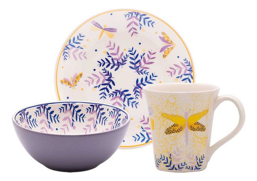 Conjunto Lanche 3 Peças Unni Lusco-fusco Oxford Porcelanas