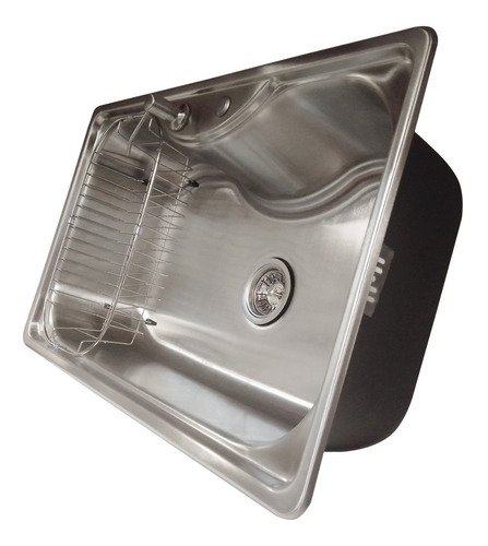 Imagen 3 de 9 de Bacha Cocina Pileta Simple Acero Inox 304 Escurridor 75cm
