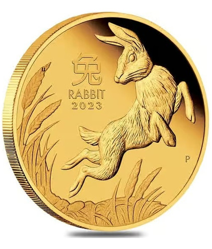 Moneda Oro Decimo Onza Australia Lunar Conejo Perth 2023 (Usado)