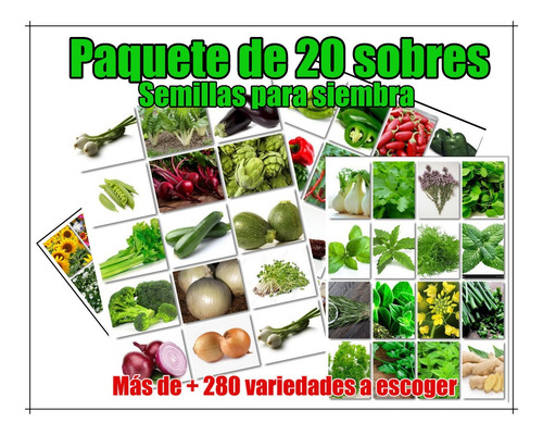 Paquete De 20 Sobres Entre 150 Variedades A Escoger
