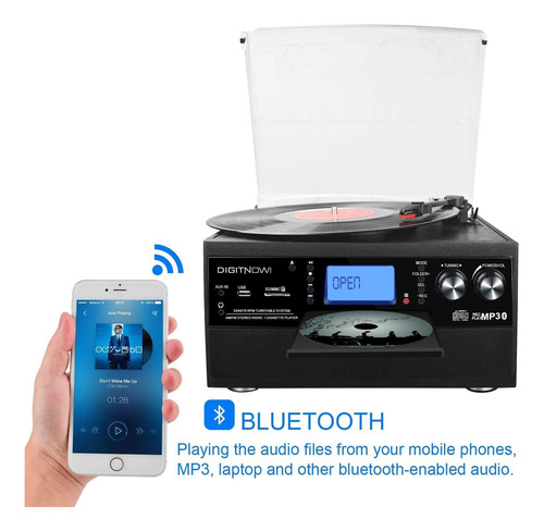 Tocadiscos Bluetooth Digitnow Con Reproductor De Discos Y Al
