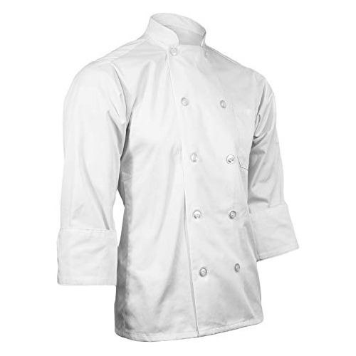 Chefscloset Chaqueta De Chef Unisex De Manga Larga Blanca Co