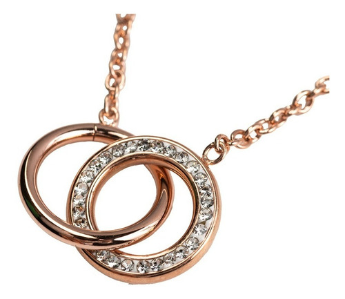 Collar Acero Inoxidable Mujer Zirconia Cúbica Luckyly Color Oro rosa