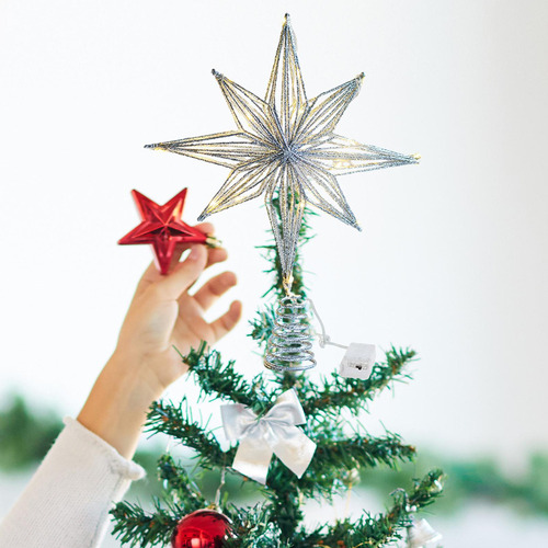 Nuevo Toppers De Árvore De Natal Led Arte Em Ferro 30cm