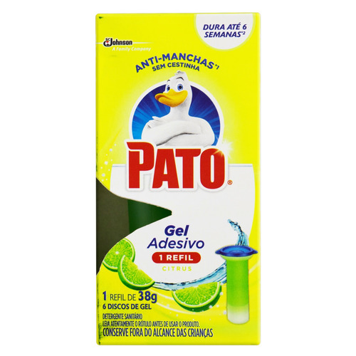 Imagem 1 de 1 de Detergente Sanitário Gel Adesivo Citrus Pato 38g Refil