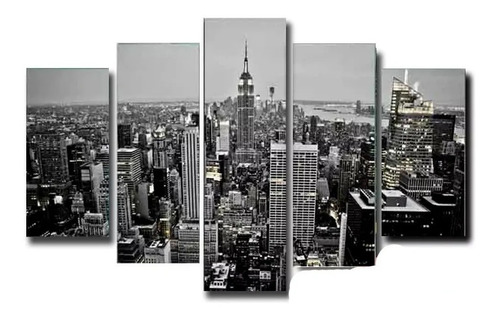 Imagen 1 de 10 de  Políptico Nueva York 100x50 Cuadro Moderno Tela Madera