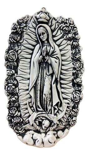 Virgen Guadalupe Rosas Pared Resina