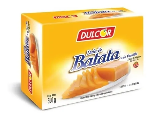 Dulce De Batata Dulcor Sin Gluten Estuche 12 X 500 Gr Envío