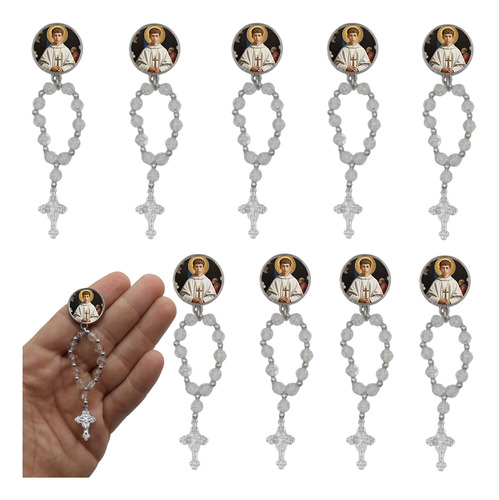 10 Mini Terço Medalha São Tarcisio Catolica Lembrancinha Cor São Tarcisio Mod 3