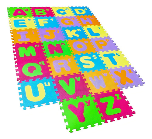 Tapete Eva Abecedario, Psicomotricidad, Foamy, Colores, 26pz Color Multicolor Abecedario