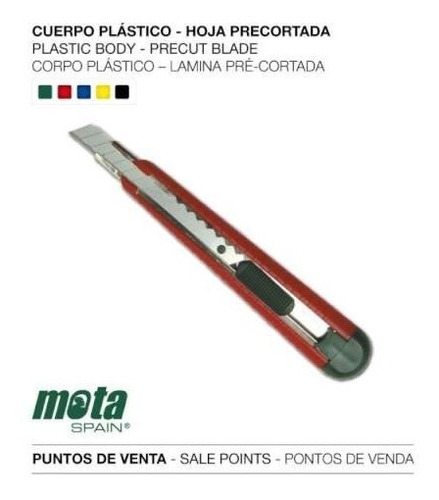 Cutter Trincheta Profesional Cuerpo Plastico 9mm Mota C109