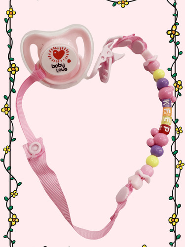 Chupon Con Porta Chupon Para Bebés Rosa 6-12 Meses