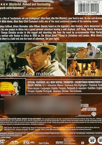 Dvd White Hunter Black Heart / Cazador Blanco Corazon Negro