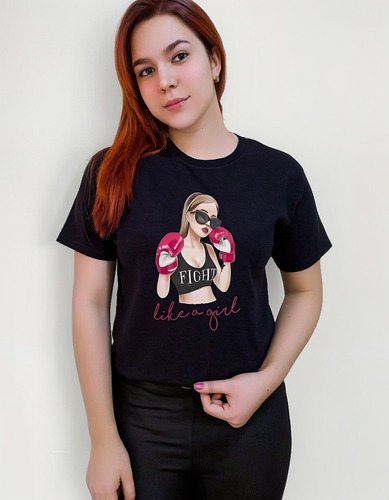 Polera Dama Estampada 100%algodon Diseño Mujer Gimnasio