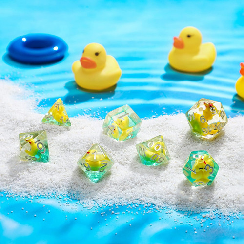Kathfly 14 Dados De Patos De Goma, Juego De Dados Poliédrico