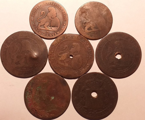 Lote De 7 Cobres De 5 Y 10 Centimos 1870 Y 1879