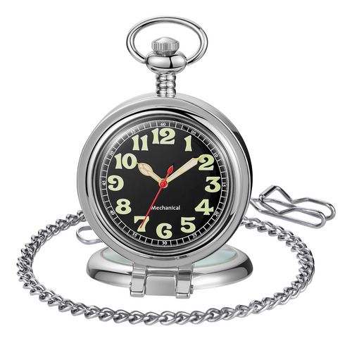 Reloj De Bolsillo Mecánico Acero Inoxidable Para Hombre Color