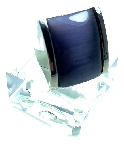 Anillo - Piedra Negra - Acero - Elegante