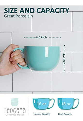 Juego De 4 Tazas De Café De Cerámica Color Turquesa Teocera,