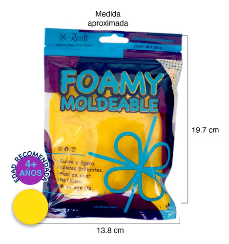 Foamy Moldeable Paquete Con 12 Piezas 50grm Cada Uno Amarillo