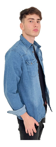 Imagen 3 de 9 de Camisa Jony Hombre Azul Elastizada