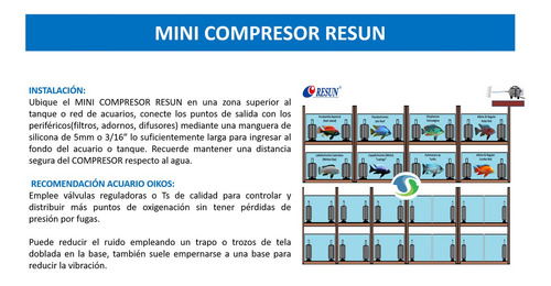 Imagen 4 de 10 de Mini Compresora Para Acuario Resun Aco-012a
